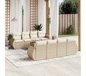 Conjunto de muebles de jardín de ratán beige de 9 piezas con cojines vidaxl