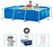 Paquete de piscina - intex - rectángulo - 220x150x60 cm + accesorios cb83