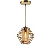 Lámpara colgante de techo de metal y tulipa de cristal color cuero/dorado. e27 40w. ref. 2001-1gab