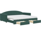 Sofá cama nido con cajones terciopelo verde oscuro 90x200 cm