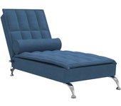 Tumbona | silla de jardín de masaje con cojín de tela azul cfw56343