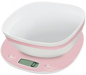 Báscula de cocina electrónica - terraillon - macaron rosa + bol - capacidad 5 kg - graduación 1 g - conversión de líquido