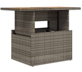 Mesa de jardín ratán pe y madera de acacia gris 100x55x73 cm