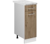 Vicco mueble bajo de cocina r-line, roble artesanal, 30 cm , et mármol