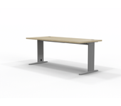 Mesa escritorio color roble claro spacio home office h40 patas metalicas con pasacables 180 x 80 x 74 cm