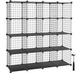 Zapatero modular de alambre metálico de 16 cubos, estantería desmontable, organizador de almacenamiento versátil, malla de alambre, negro