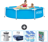 Paquete de piscina - intex - alrededor - 244x244x51 cm + accesorios cb127