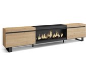 Amueblate online, mueble tv, televisión, muebles de salón, almacenaje,para tv gran formato, chimenea eléctrica, diseño industrial, roble y negro