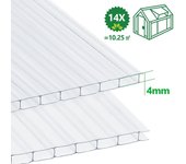 Juego de 14 unidades de placas huecas de policarbonato de 4mm de espesor, 1210x605mm, para modelo de invernadero de jardín