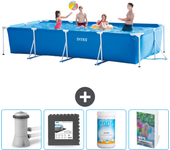 Paquete de piscina - intex - rectángulo - 450x220x84 cm + accesorios cb109
