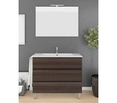 Mueble de baño imperia 3 cajones incluye lavabo y espejo - fresno tea 90 x 45 cm seno centrado