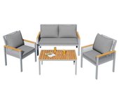 Conjunto de sala de estar para jardín, mobiliario exterior con cojines cómodos