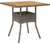 Mesa de jardín，mesa para exteriores，mesa de patio superficie de madera ratán pe gris 80x80x75 cm cfw86632