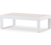 Mesa baja jardin aluminio blanco efecto madera - manhattan