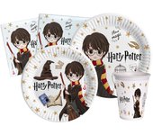 Kit party tavola harry potter per 24 persone (112 pezzi: 24 piatti ø23cm, 24 piatti ø18cm, 24 bicchieri 200ml, 40 tovaglioli 33x33cm) in carta compo