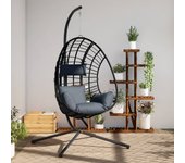 Sillón colgante tipo huevo con estructura de acero y ratán antracita vidaxl