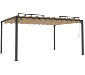 Cenador con techo de lamas tela taupé y aluminio 3x4 m