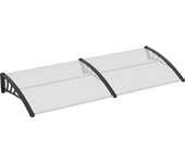 Marquesina para puerta de entrada 75x195x23 cm techo de policarbonato de 5mm, protección solar y contra la lluvia para exterior, aluminio transparente