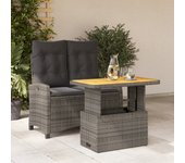 Juego de comedor jardín 2 piezas | conjunto de jardín | muebles de jardín con cojines ratán sintético gris cfw244229