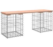 Banco jardín | banco de exterior | silla de jardín diseño gaviones madera abeto douglas 103x31x42 cm cfw709512