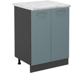 Vicco mueble bajo de cocina r-line, gris azulado, 60 cm et mármol