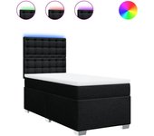 Cama somier tapizada con colchón de tela negra 90x200 cm