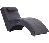 Tumbona de jardín | tumbona de exterior | silla de masaje con almohada de cuero sintético gris cfw598679