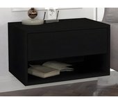 Conjunto de 2 mesitas de noche flotantes - 1 cajón y 1 estante - negro - ritami