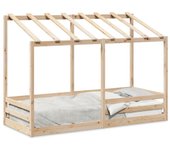 Cama infantil con techo madera maciza pino 75x190 cm