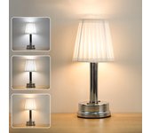 Lámpara de mesa inalámbrica, lámpara de noche led retro, lámpara de escritorio táctil recargable, luz de noche regulable, 3 temperaturas de color