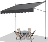 Toldo del balcón toldo retráctil manual mango del balcón a prueba de rayos ultravioleta gris 3m