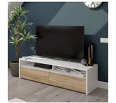 Mueble tv modelo marisa en roble canadian y blanco artik. 130 cm (ancho) x 3 cm (alto) x 4