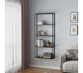 Estantería de pared jämijärvi con 4 compartimentos abiertos acero 140 x 60 x 18 cm - negro mate [en.casa]