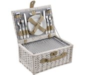 [casa.pro] cesta de pícnic para 4 personas con nevera, cubiertos, platos, vasos - blanca