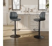 Sirhona juego de 2 taburetes de bar con asiento giratorio regulable en altura, altura del asiento 61-81cm, asiento pu negro