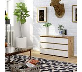 Cómoda: 6 cajones, chêne sonoma | blanco, 100 x 57 x 35 cm