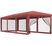 Tienda de jardín | carpa para fiestas con 8 paredes de malla hdpe rojo 3x9 m cfw310778