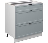 Vicco mueble bajo de cocina fame-line, azul claro-gris, 80 cm con 3 cajones, sin encimera