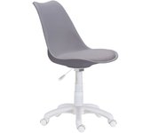 Silla de escritorio tulipa, asiento ergonómico tapizado polipiel color gris