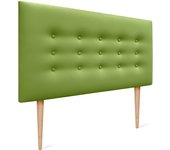 Dhome cabecero de polipiel con 3 hileras de botones y patas cabezal tapizado cama lujo (verde, 105cm)