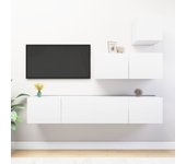 Set de 4 piezas muebles de tv | muebles de salón tv | conjunto salón madera de ingeniería blanco cfw47700