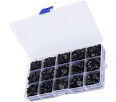 Juego de 2575 piezas de ojos y narices de plástico para manualidades de seguridad con caja de almacenamiento para muñecas de juguete (2575 negro)
