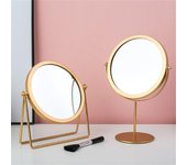 Espejo de maquillaje portátil nórdico - espejo de fondo redondo 27*19*9 cm + espejo de soporte 21.5*20*5.5 cm - oro