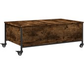 Mesa de centro，mesa auxiliar，mesita de centro con ruedas madera ingeniería roble 91x55x34 cm cfw50769