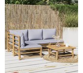 Maison exclusive - set de muebles de jardín 5 piezas bambú y cojines gris claro