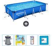 Paquete de piscina - bestway - rectángulo - 400x211x81 cm + accesorios cb17