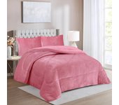 Haradeco manta sherpa para sofá cama con funda almohada, edredón borreguito terciopelo gruesa abriga(liso rosa, 160x220cm)
