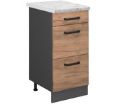 Vicco mueble bajo de cocina r-line, roble dorado, 40 cm et mármol
