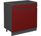 Vicco mueble bajo de cocina r-line, rojo, 80 cm en forma de j, sin encimera