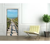 Pegatina de la puerta, marco de la puerta de madera trompe l'oeil en las dunas, 204 cm x 60 cm